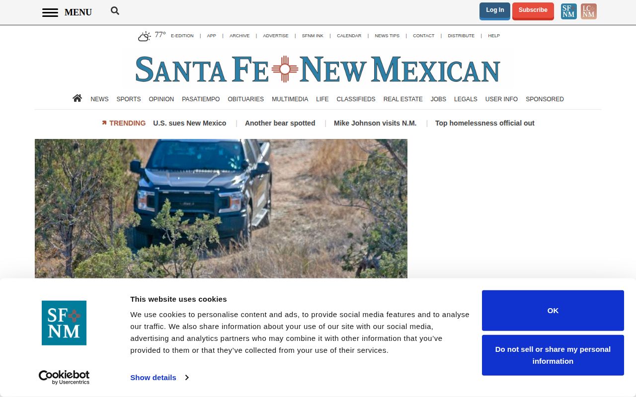 Santa Fe New Mexican local news section as a reporting source for Santa Fe County stories